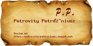 Petrovity Petróniusz névjegykártya